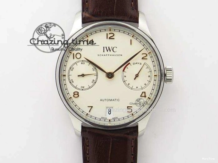 MIROTIME 0325 Classic Portuguese IW371482 ZF 1:1 Best Edition RG Gray Dial Gold Markers On Black Leather Strap A 7265